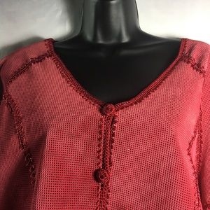 S.M.H Boutique XL Leather/Rayon Lace Button Up Top